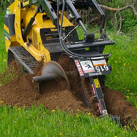 mini skid steer trencher attachment|mini skid steer boring attachment.